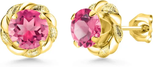 Miniatura 150 de Gem Stone King Aretes de plata de ley 925 de 0.236 in con piedra natal redonda para mujer