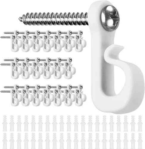 Miniatura 10 de SELEWARE Q - Ganchos para colgar luces de cadena, Navidad con tornillo, ganchos para interiores y exteriores, clips para colgar luces de hadas
