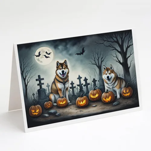 Miniatura 15 de Caroline's Treasures DAC2018GCA7P - Tarjetas de felicitación y sobres de Halloween espeluznantes de Border Collie, paquete de 8 tarjetas en blanco