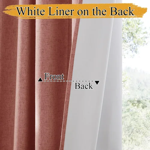 Miniatura 2 de RYB HOME Cortinas 100% opacas con forro blanco, cortinas de lino natural, cortinas de servicio Haeavy Duty, tratamiento de ventana con aislamiento