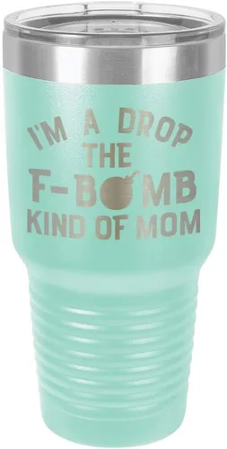 Miniatura 19 de I'M A DROP THE F BOMB KIND OF MOM Vaso negro de 30 onzas con popote y tapa superior deslizante Taza de viaje de acero inoxidable Comparar
