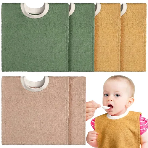 Foaincore Baberos de algodón de rizo de algodón para niños pequeños, absorbentes para alimentar y babear, 6 unidades (color vivo)