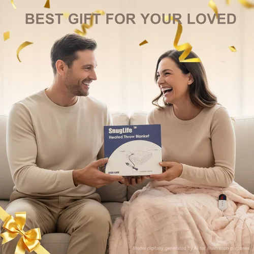 Miniatura 7 de SnugLife Manta térmica eléctrica con 6 niveles de calentamiento rápido, 4 horas de apagado automático, ultra coza y cálida manta eléctrica de piel