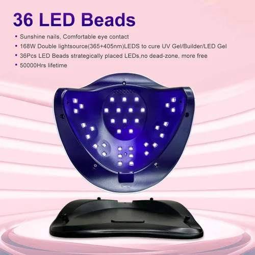 Miniatura 2 de eodci Lámpara de uñas LED UV de 168 W, luz UV para secador de uñas de gel, lámpara de curado de esmalte de uñas, sensor automático, luz profesional