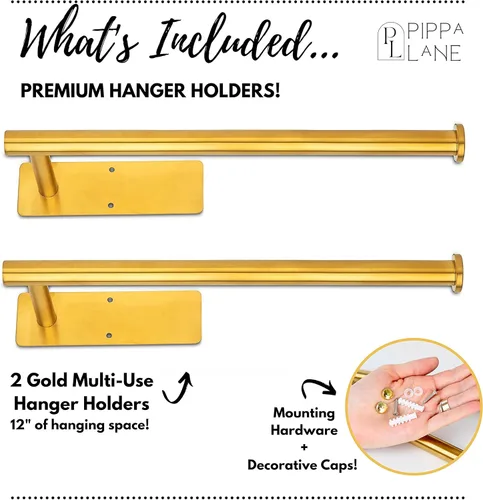 Miniatura 5 de Organizador apilable para colgar ropa, multifuncional, para montaje en pared, organizador de almacenamiento, 2 piezas de acero inoxidable largo