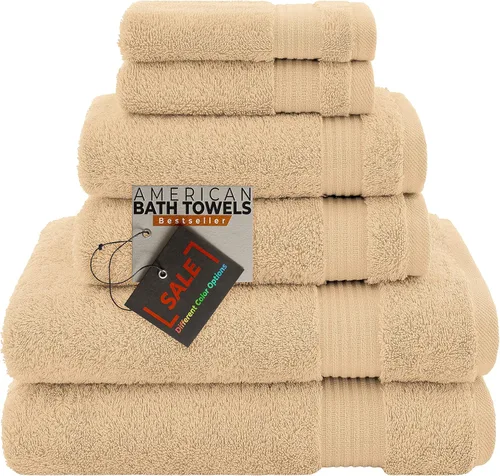 Miniatura 44 de American Bath Towels Juego de 6 toallas turcas de 100% algodón, ultra suaves, absorbentes, 2 toallas de baño, 2 toallas de mano, 2 toallas pequeñas