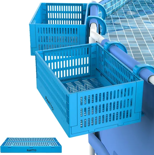 Miniatura 12 de PAHTTO Cesta de almacenamiento junto a la piscina, cesta de almacenamiento plegable sobre el suelo para juguetes de piscina, toallas, bebidas