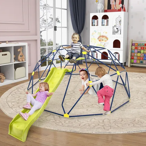 Miniatura 8 de Costzon Cúpula de escalada para niños con tobogán ondulado extendido, barra de monos para gimnasio de la selva para niños de 13.3 pies