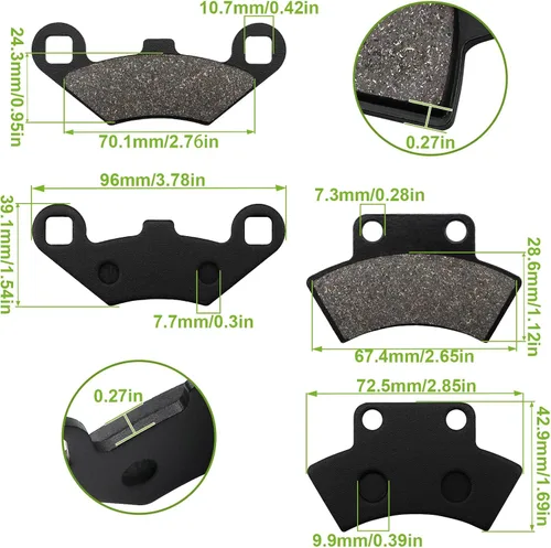 Miniatura 5 de ZICOO Pastillas de Freno Delanteras y Traseras para Polaris Sportsman 350 400 500 Big Boss 250 300 350L 400L 500 Magnum 425 Trail Blazer 250