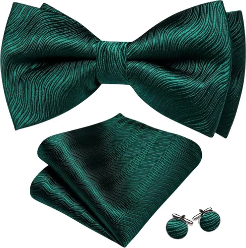 Miniatura 23 de Barry.Wang Conjunto de chaleco de pajarita para hombre, chaleco con cuello en V de seda jacquard de cachemira, gemelos de pañuelo formal/ocio, boda