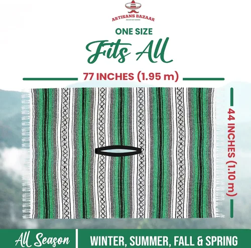 Miniatura 60 de Artisans Bazaar Poncho tradicional mexicano de Baja para hombres y mujeres, auténtico sarape de Gaban, manta de vaquero Pancho Jorongo