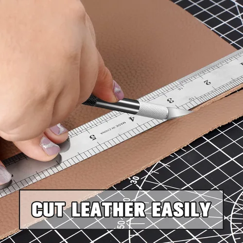 Miniatura 3 de DIYSELF Juego de 2 cuchillos Exacto para manualidades, arte y cuero - Cuchillo de precisión con 20 cuchillas #11 (negro)