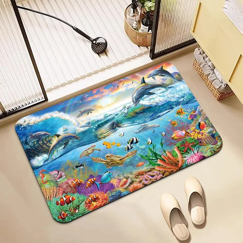 Miniatura 15 de Tapetes de baño antideslizantes de secado rápido, tapete de baño de goma, súper absorbente, tapete de baño lavable, tapete de baño para suelo