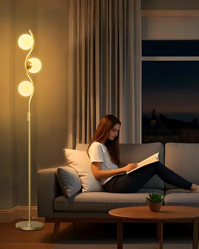 Miniatura 17 de Lightdot Lámpara de pie rosa regulable de 60 pulgadas, lámparas de pie de mediados de siglo con 3 bombillas G9 de 3000 K de color blanco cálido, 3