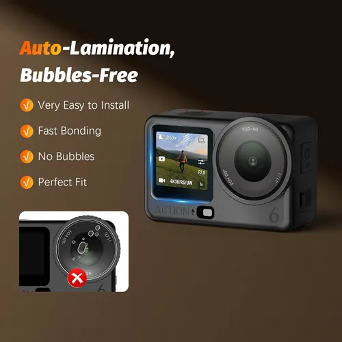 Miniatura 3 de AMAZEAR Protector de pantalla de lente para accesorios DJI Osmo Action 6 (paquete de 6), protector de pantalla de vidrio templado Action6 Pro
