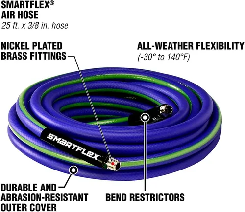 Miniatura 3 de SmartFlex Manguera de aire, 3/8 pulg x 25 pies, híbrida, azul - HSF3825BL2