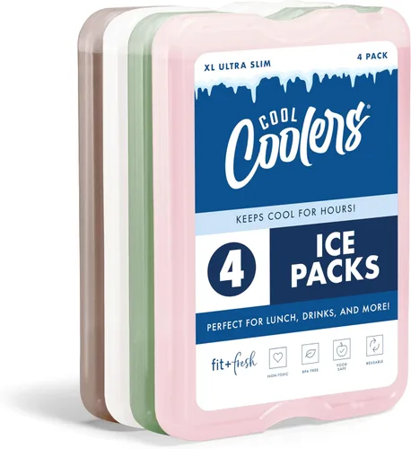Miniatura 3 de Cool Coolers by Fit & Fresh 4 Pack XL Slim Ice Packs, Quick Freeze Space Saving Reusable Ice Packs for Lunch Boxes or Coolers