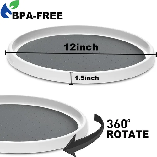 Miniatura 2 de Juego de 2, organizador antideslizante Lazy Susan de 12 pulgadas, tocadiscos Lazy Susan para gabinete, organizador de gabinete de cocina