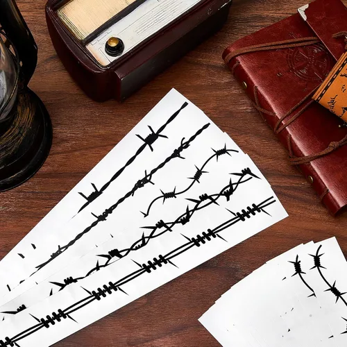 Miniatura 4 de 20 piezas de alambre de púas temporales tatuajes de alambre de púas falso tatuaje extraíble negro brazo pegatinas para hombres, mujeres niños