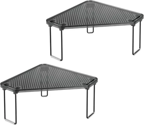 Miniatura 9 de mDesign Estante apilable de esquina de plástico/acero, estante organizador de almacenamiento para baño, tocador, encimera, fregadero, gabinete