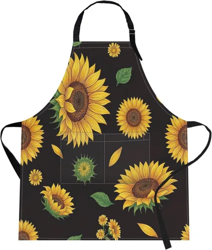 Miniatura 18 de Britimes Delantal de cocina para el hogar, cocina, horneado, jardinería, para mujeres y hombres, con bolsillos, beige, abstracto, textura