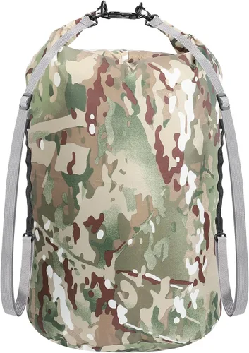 Bolsas secas impermeables de camuflaje pequeño y ligero con correa para tabla de remo, kayak, pesca, camping, senderismo (35L)