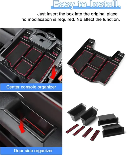 Miniatura 7 de Karltys Organizador de consola central Ram 1500 para Dodge Ram 1500 2019-2025 2026, bandeja organizadora lateral de puerta y caja de almacenamiento