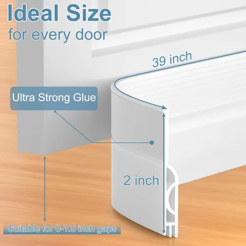 Miniatura 5 de Tope de Corriente de Puerta, Barrido de Puerta Ajustable para la Parte Inferior de la Puerta, Relleno de Espacio Bajo la Puerta para Puertas Blanco
