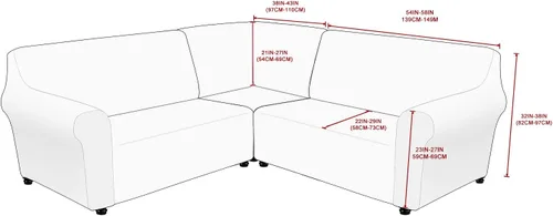 Miniatura 3 de MIFXIN Fundas para sofá modular de esquina de 5 plazas en forma de L, 3 piezas, terciopelo elástico, suave, lavable, protector de sofá para sofás