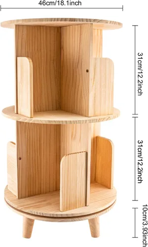 Miniatura 3 de Estantería giratoria de 360 grados, estante de almacenamiento multifuncional, organizador de madera giratorio para salas de estar, salas de estudio