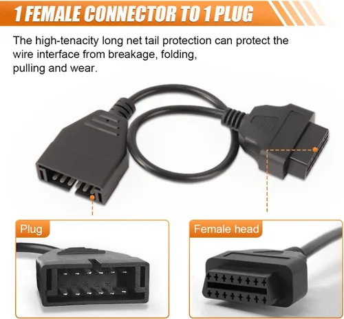 Miniatura 4 de KITUREK Adaptador OBD1 a OBD2, OBD1 12 pines a OBD2 16 Pines lector de código escáner adaptador de herramienta de diagnóstico, reemplazo