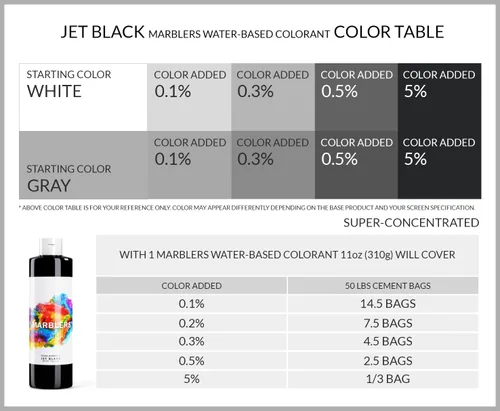 Miniatura 2 de MARBLERS Pigmento líquido a base de agua prémium [negro azabache] 11 oz (310 g) Colorante de hormigón y cemento altamente concentrado para yeso