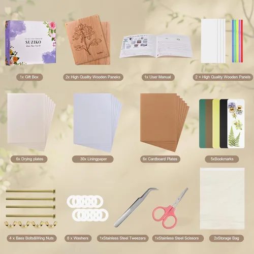 Miniatura 2 de Suziko Kit de prensa de flores grandes de 10.8 x 6.9 pulgadas para adultos, kit de preservación de flores y plantas, artes y manualidades