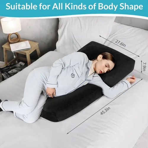 Miniatura 2 de Almohadas de embarazo para dormir, almohada de masaje de embarazo de 45.3 pulgadas, almohada de cuerpo completo con funda extraíble, soporte