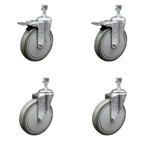 Miniatura 46 de Rueda giratoria de poliuretano con vástago roscado con rueda gris de 3 x 1.25 pulgadas y vástago de 1/2 pulgada - Capacidad de 300 libras/ruedas