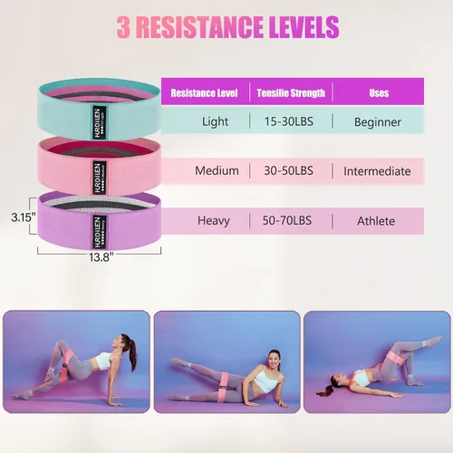 Miniatura 5 de Bandas de resistencia para entrenamiento, bandas de entrenamiento de ejercicio para mujeres y hombres, bandas elásticas de 3 niveles para ejercicio