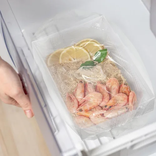 Miniatura 5 de Fumete 500 fundas elásticas reutilizables para almacenamiento de alimentos y 5 bolsas con cordón, transparente, blanco, material de polietileno
