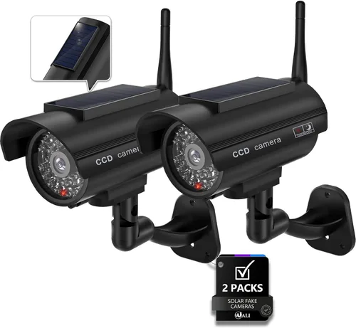 Miniatura 9 de WALI Bullet Dummy - Cámara domo de vigilancia falsa de seguridad CCTV para interiores y exteriores con una luz LED, calcomanías adhesivas de alerta