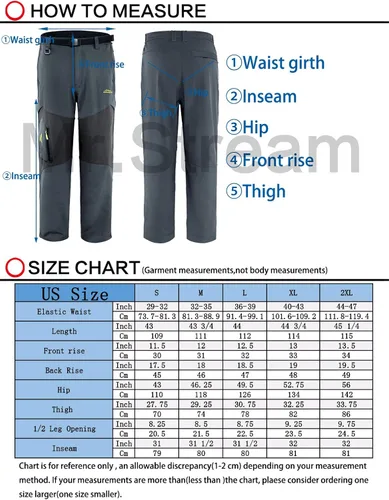 Miniatura 7 de Mr.Stream Pantalones de chándal para hombre de pesca, camping al aire libre, senderismo, pantalones de forro polar con cordón interno