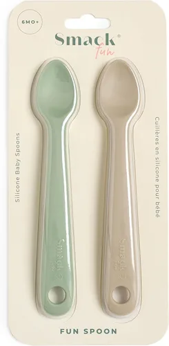 Miniatura 4 de Smack Fun - Cucharas de silicona para bebés Paquete de 2 (Cambridge Blue/Shifting Sand)
