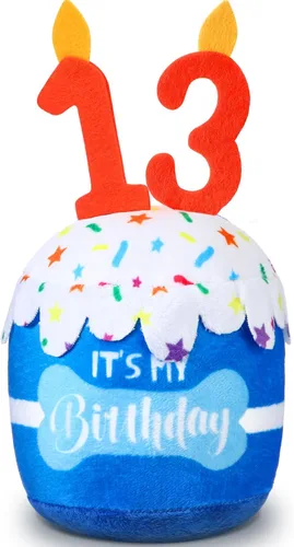 Miniatura 9 de Dansydaisy Accesorios de juguete de pastel de cumpleaños para perros, regalos para niñas y niños, juguete de peluche chirriante para decoración