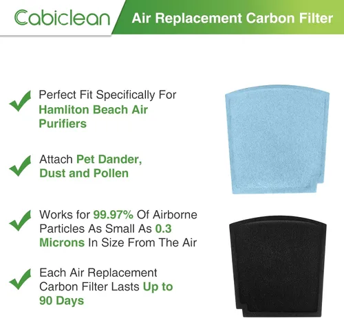 Miniatura 5 de 04234G Filtros de carbono de repuesto de aire compatibles con Hamilton Beach Pet TrueAir purificador eliminadores de olores modelo 04384, 04386