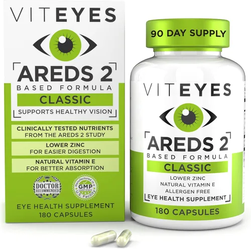Miniatura 9 de Viteyes AREDS 2 Vitaminas oculares, soporte macular clásico, cápsulas libres de alérgenos, con vitamina E natural, vitamina C, zinc, cobre, luteína