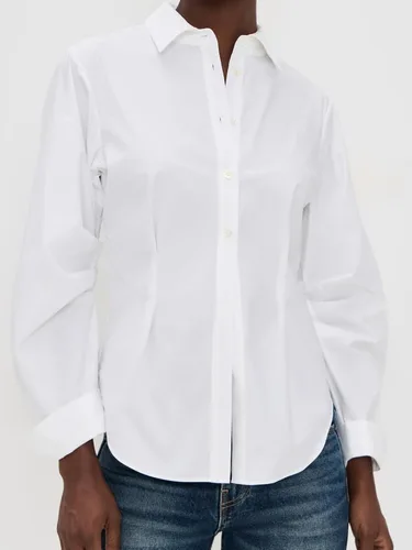 Miniatura 5 de SUNNOW Blusa de manga larga para mujer, con cintura ceñida, con solapa y abertura frontal, elegante para la oficina hasta el fin de semana