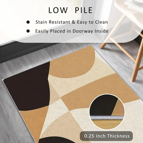 Miniatura 5 de Geometric Runner Rug 2x4 Small - Hallway Runner Rug Retro Mid Century Modern Abstract Pattern, Non Slip, Washable, Geometric Home Decor Carpet for