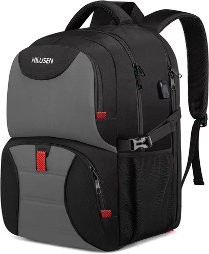 Miniatura 9 de HILUSEN Mochila extra grande para hombres 50L, mochila con aislamiento térmico para almuerzo, resistente al agua de 17 pulgadas, mochila