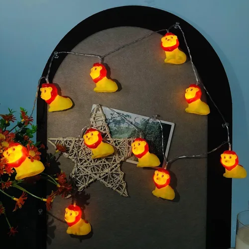 Miniatura 3 de Guirnalda de luces LED con forma de león con forma de animal de 5.4 pies, 10 luces LED de león con sombrero rojo, luces de hadas para decoración
