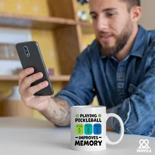 Miniatura 6 de Taza de cerámica Playing Pickleball Improves Memory Pickleball Lovers Gifts Coffee Cup 11 oz (negro)