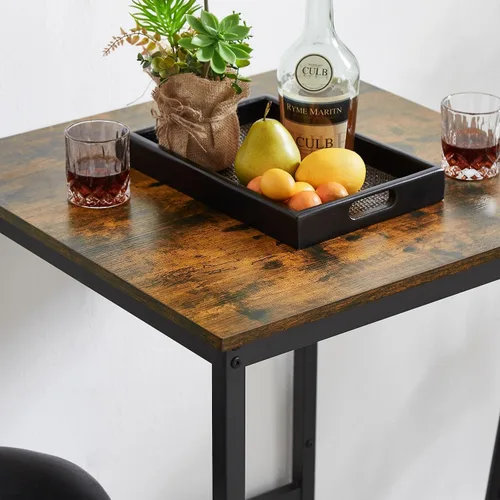 Miniatura 7 de Anwick Juego de mesa de bar y sillas de 3 piezas para pub y 2 taburetes con respaldo, juego de mesa auxiliar de desayuno para espacios pequeños