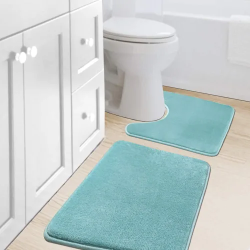Miniatura 26 de H.VERSAILTEX Juego de tapetes de baño de espuma viscoelástica, juego de tapetes de baño de franela aterciopelada, lujosos, extra suaves y Gris